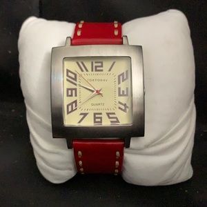NWOT Tokyo Bay Red Leather Tram Watch